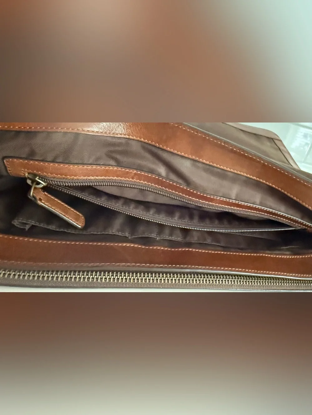 Coach Metropolitan Tan Leather Briefcase with Shoulder Strap